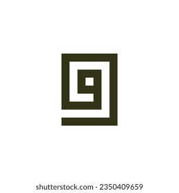 Letter g round, square geometric symbol simple logo vector