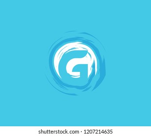 Letter G Rounded Grunge Splash Element Logo Design
