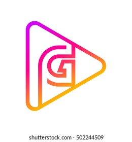 Letter G rounded triangle line shape colorful,Multimedia and Play logo design