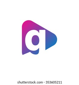 Letter G Rounded Triangle Shape Icon Logo Purple Blue