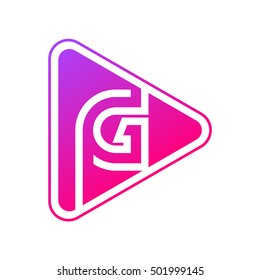 Letter G rounded triangle shape colorful,Multimedia and Play logo design