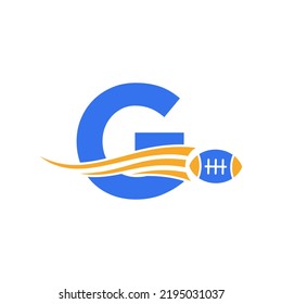 Letter G Rugby, American Football Logo Combine With Rugby Ball Icon For American Soccer Club Vector Symbol