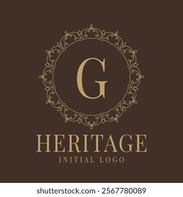 Letter G rustic heritage circular delicate initial logo