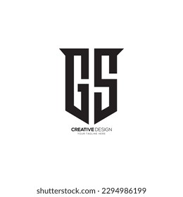 Letter G S with classic shield security business monogram tech logo design
