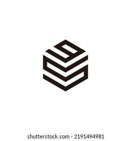Letra g y s hexágono, símbolo geométrico cúbico simple vector de logotipo