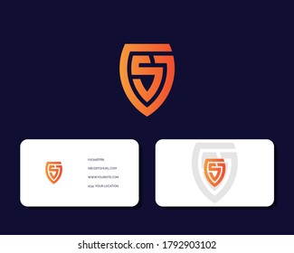 Letter G S logo design with business card vector template. creative minimal monochrome monogram symbol. Premium business logotype. Graphic alphabet symbol for corporate identity