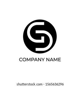 letter G and S monogram square shape logo white background