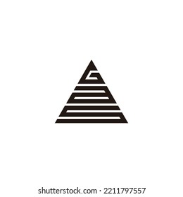 Buchstaben G, a und S, dreieckiges geometrisches Symbol, einfaches Logo, Vektorgrafik