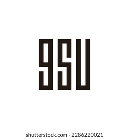 Letter g, s and u square, rectangle geometric symbol simple logo vector