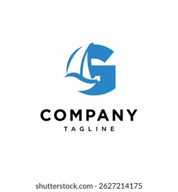 Letter G Sailing Boat Logo Icon Vector