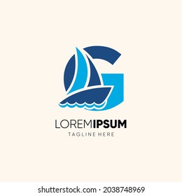 Letter G Sailor Boat Logo Design Vector Icon Graphic Emblem Illustration