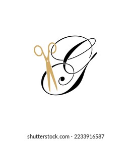 Letter G with scissor logo Vector 001