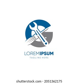 Letter G Screwdriver and Wrench Logo Design Vector Icon Graphic Emblem Illustration Background Template