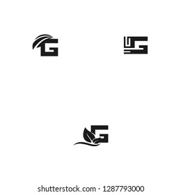 Letter G Set Idea Abstract Black In White Creative Monogram Business Logo