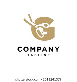 Letter G Sewing Scissors Logo Icon Vector