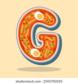 The letter G is in the shape of the Korean food Tteokbokki