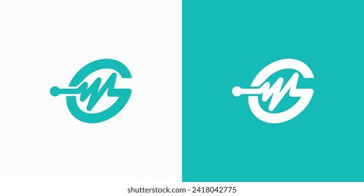 Letter G shape vector logo design with pulse.