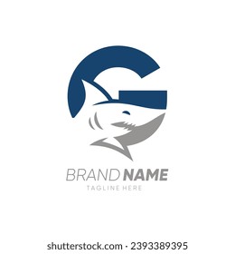 Letter G Shark Logo Design Vector Icon Graphic Emblem Illustration