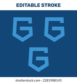 Letter G Shield Editable Stroke Logo Mark Brand