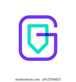 Letter G shield line overlapping logo
