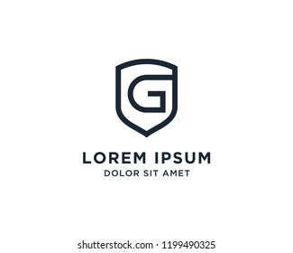 Letter G Shield Logo Line Vector Design