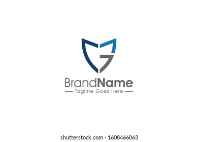 letter g shield protection simple and clean line logo concept