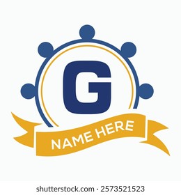 Letter G Ship Wheal Logo Concept For Ship and Boat Steering Wheel Symbol. Boat Wheel Control Symbol