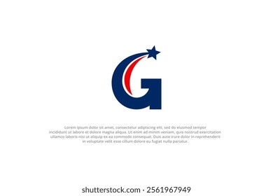 letter g shooting star american usa flag logo