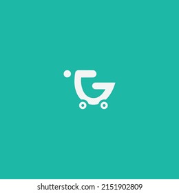 Letter G with Shopping Cart Logo Design