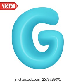 letter G. letter sign blue color. Realistic 3d design Glossy letters in cartoon balloon style. Isolated on white background. vector illustration