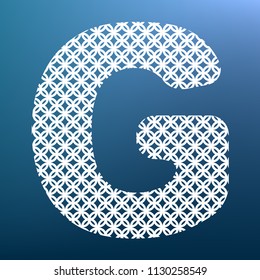 Letter G sign design template element. Vector. White textured icon at lapis lazuli gradient background.