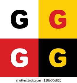 Letter G sign design template element. Vector. Icons of german flag on corresponding colors as background.