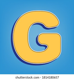 Letter G sign design template element. Golden Icon with White Contour at light blue Background. Illustration.