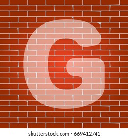 Letter G sign design template element. Vector. Whitish icon on brick wall as background.