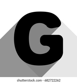 Letter G sign design template element. Vector. Black icon with two flat gray shadows on white background.