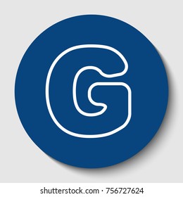 Letter G sign design template element. Vector. White contour icon in dark cerulean circle at white background. Isolated.
