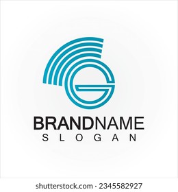 Letter G Signal Connect Circle Wireless Internet Wifi Logo Design Template