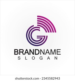 Letter G Signal Connect Circle Wireless Internet Wifi Logo Design Template