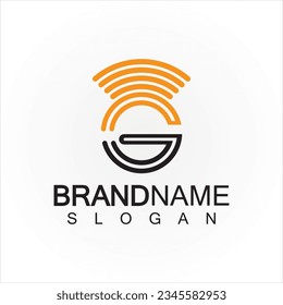 Letter G Signal Connect Circle Wireless Internet Wifi Logo Design Template
