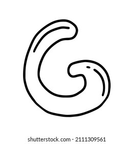 The letter G in a simple cute doodle style. An alphabet element highlighted on a white background. Vector illustration.