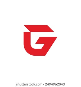 letter g simple geometric red arrow logo vector 