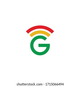 letter g simple geometric stripes signal symbol logo vector