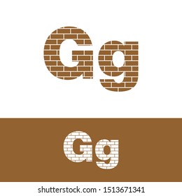 Letter G simple logo icon, with brick texture vector
