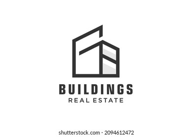 Letter G Simple modern building architecture logo design with line art skyscraper