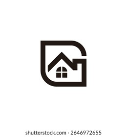 letter g simple square home shape simple geometric logo vector 