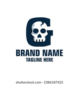 Letter G Skull Logo Design Template Inspiration, Vector Illustration.