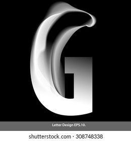 Letter G with smoke waves. Vector illustration. You can easily change the background color without having to do with character and smoke.