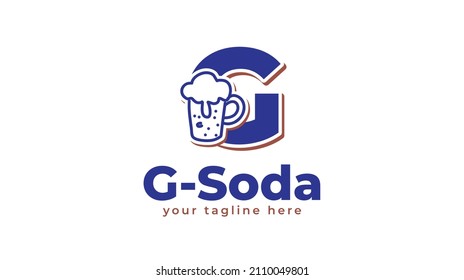 Letter G and soda logo design. vector