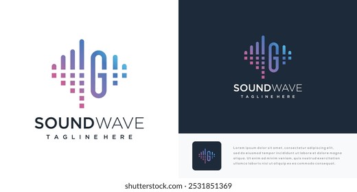 Letter G sound wave logo design illustration. sound wave logo icon with letter G	
