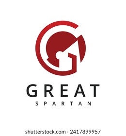Letter G Sparta Mask, Spartan Helmet for Greek Roman Warrior Knight Solider logo design inspiration